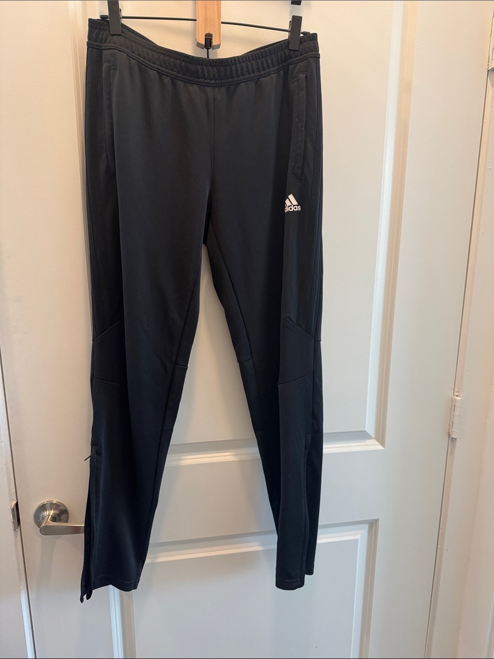 adidas Black Athletic Track Pants with White Logo